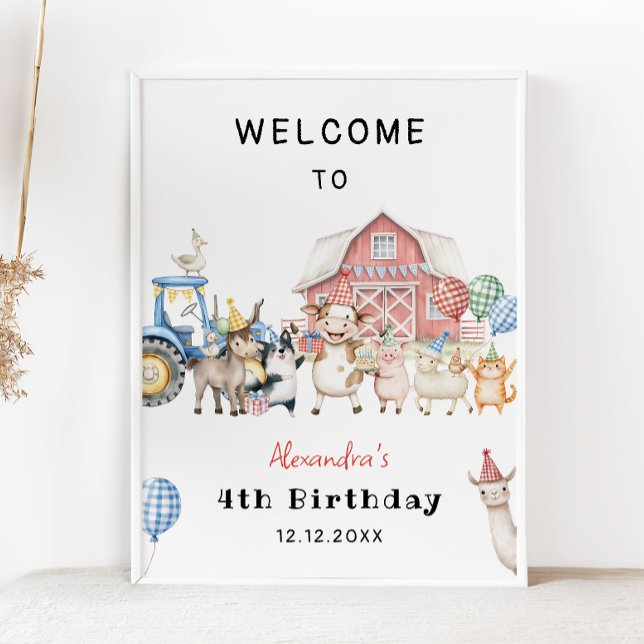Affiche Animaux de ferme Barnyard fête d'anniversaire Bien (Créateur téléchargé)