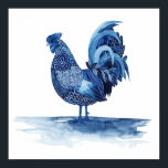 Affiche Animaux de ferme bleu Cobalt - Coq<br><div class="desc">Cobalt Farm Animals IV par Grace Popp. Présente un coq dans une couleur bleu cobalt profonde avec une variété de conceptions, </div>
