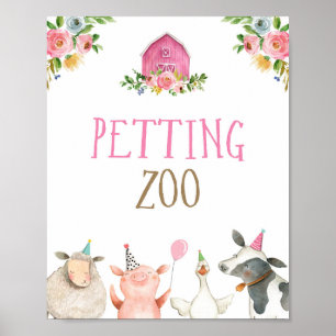 Affiche Animaux de ferme de zoo de moustiquaire Fille nymp