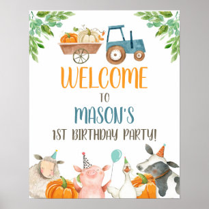 Affiche Animaux de ferme Garçon Anniversaire Citrouille de