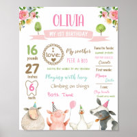 Animaux de ferme Grange Premier anniversaire Fille
