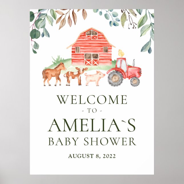 Affiche Animaux de ferme Parade Baby shower de bienvenue P (Devant)