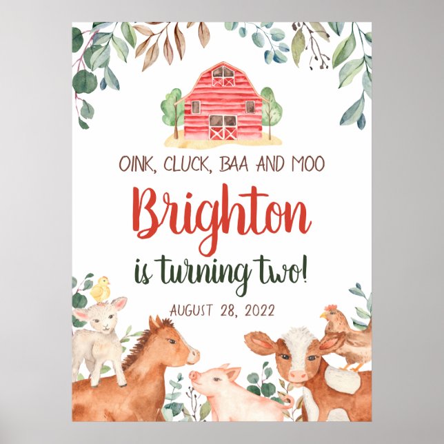 Affiche Animaux de ferme Parade Bienvenue Baby-Anniversair (Devant)