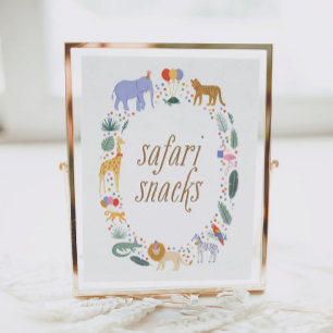 Affiche Animaux de fête Anniversaire de fête Safari Snacks