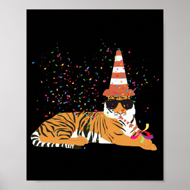 Affiche Animaux de fête de tigre faisant la fête  (Devant)