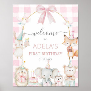 Affiche Animaux de fête mignons amusants pour être un 1er