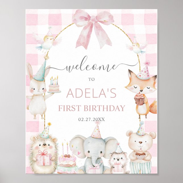 Affiche Animaux de fête mignons amusants pour être un 1er  (Devant)