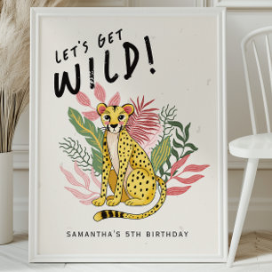 Affiche Animaux de fête sauvage Guépard Bienvenue à l'anni