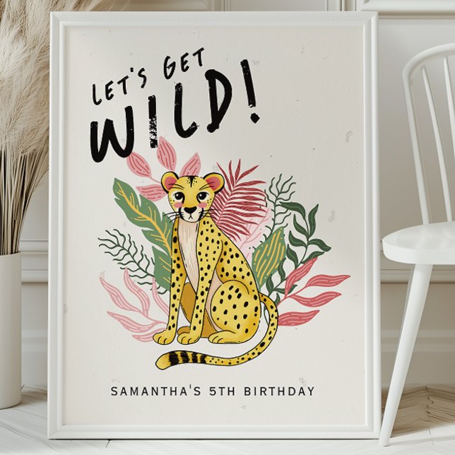 Affiche Animaux de fête sauvage Guépard Bienvenue à l'anni (Créateur téléchargé)