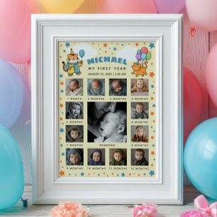 Affiche Animaux de Fête ZOO 1er Anniversaire Chronologie d