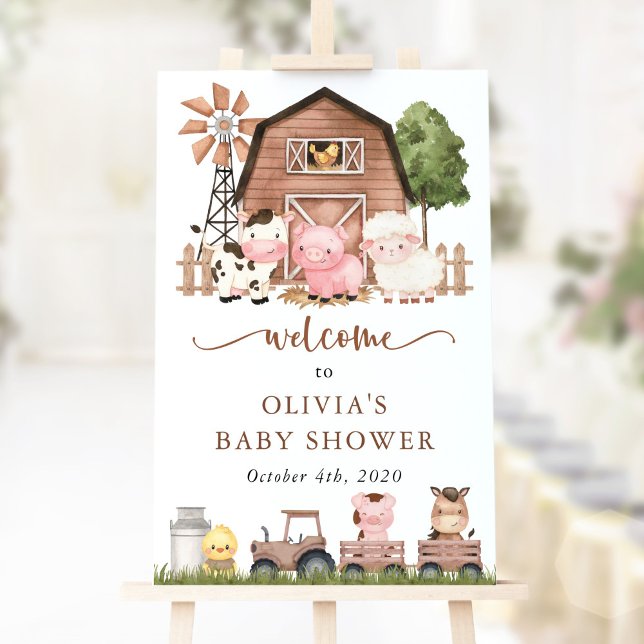 Affiche Animaux de la ferme, Animaux mignons, Bienvenue à  (Créateur téléchargé)