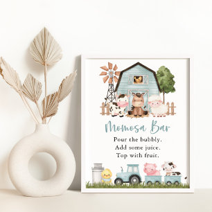 Affiche Animaux de la ferme, Animaux mignons, Grange bleue