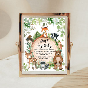 Affiche Animaux de la forêt Baby Shower Panneau Ne dites p