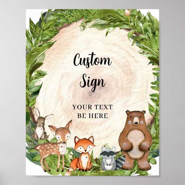 Affiche Animaux de la forêt bois forêt verdure feuillage (Devant)
