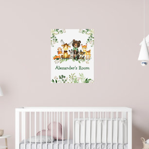 Affiche Animaux de la forêt de bois à l'aquarelle Nœud pap