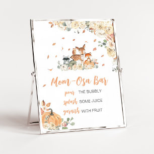 Affiche Animaux de la forêt florale Panneau de bar Maman O