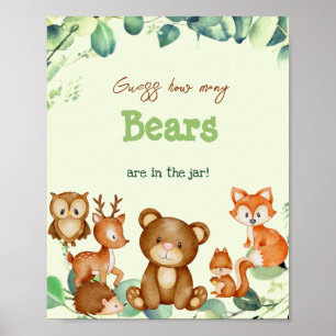 Affiche Animaux de la forêt Ours Verdure Eucalyptus Jeu