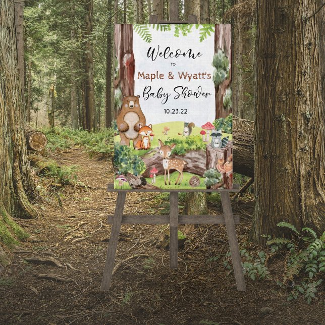Affiche Animaux de la forêt sur un panneau forestier (Créateur téléchargé)