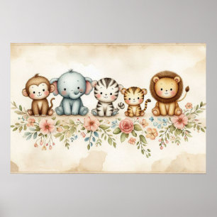 Affiche Animaux de la Jungle pour la Nurserie