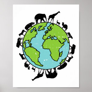 Affiche Animaux de la Terre Conservation de la faune Envir