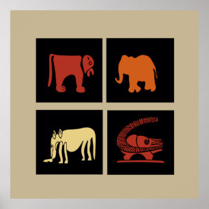 Affiche animaux de la tribu africaine
