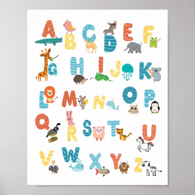 Affiche Animaux de l'affiche de l'alphabet mignon (Devant)