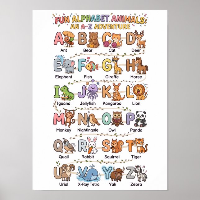 Affiche Animaux de l'alphabet (Devant)
