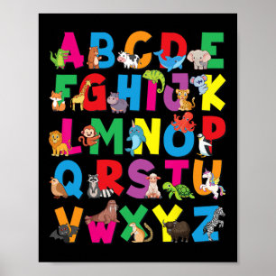 Affiche Animaux De L'alphabet Abcs Zoo Enfants Garçons Fil