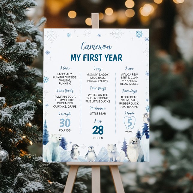 Affiche Animaux de l'Arctique Hiver 1er anniversaire Jalon (Créateur téléchargé)