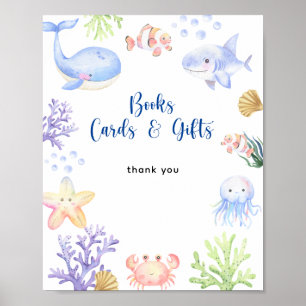 Affiche Animaux de l'océan à l'aquarelle - Livres cartes e