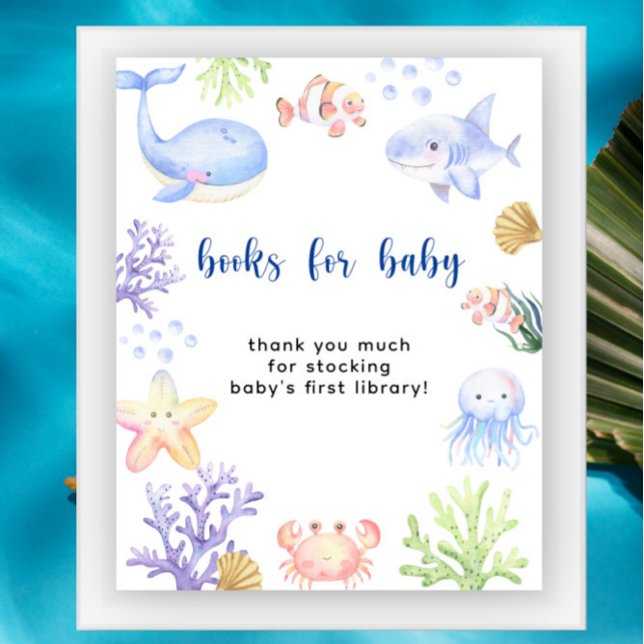 Affiche Animaux de l'océan à l'aquarelle - Livres pour béb (Créateur téléchargé)