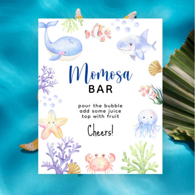 Affiche Animaux de l'océan à l'aquarelle - momosa bar (Créateur téléchargé)