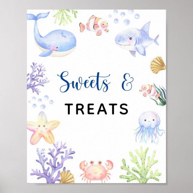 Affiche Animaux de l'océan - bannière de friandises et de  (Devant)