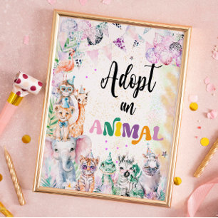 Affiche Animaux de Safari Adopter un animal anniversaire