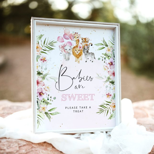 Affiche Animaux de safari floraux Les bébés sont de doux P (Créateur téléchargé)