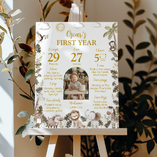 Affiche Animaux de Safari Premier Anniversaire Sauvage Jal