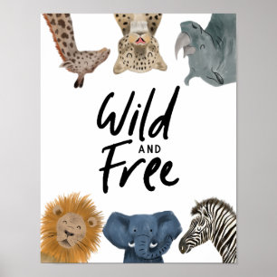 Affiche Animaux de Safari Sauvages et Libres Chambre de Bé