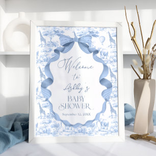 Affiche Animaux de Safari Toile de Jouy Baby shower Bienve