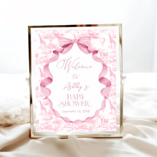 Affiche Animaux de Safari Toile de Jouy Baby Shower Bienve