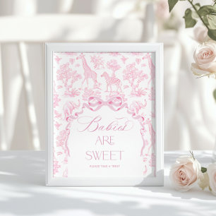 Affiche Animaux de safari Toile de Jouy Bébés roses sont d