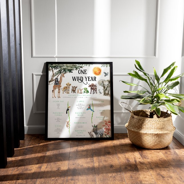 Affiche Animaux de Safari Wild One | 1er anniversaire Jalo (Créateur téléchargé)
