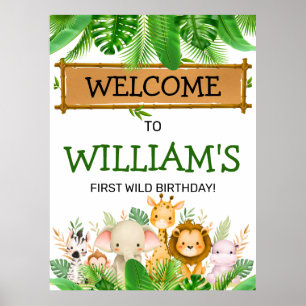 Affiche Animaux de Safari Wild One Anniversaire