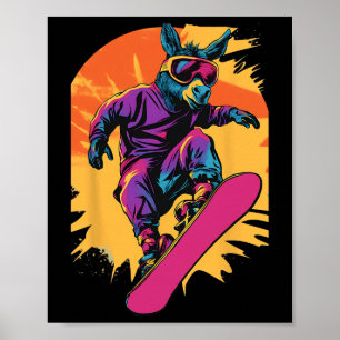 Affiche Animaux De Snowboard - Âne Sur Snowboard Snowbo
