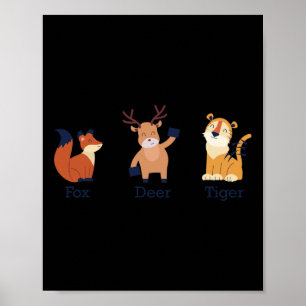 Affiche Animaux de tigres de renard de cerf subtils anti-T