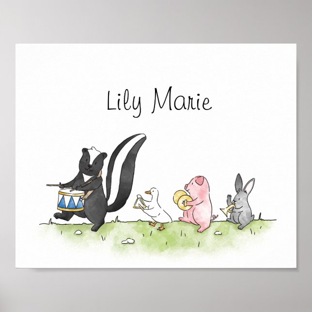 Affiche Animaux de Whimsical Marching Band Personnalisé (Devant)