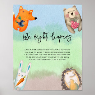 Affiche Animaux des bois - Couches de nuit