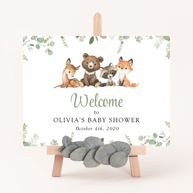 Affiche Animaux des bois, Forêt, Baby shower Bienvenue (Créateur téléchargé)