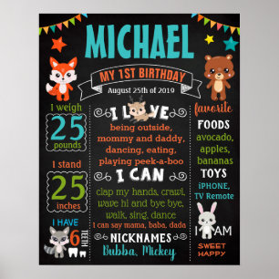 Affiche Animaux des bois Signal de fête d'anniversaire