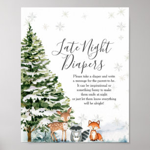 Affiche Animaux d'hiver Snowflakes Late Night Diapos
