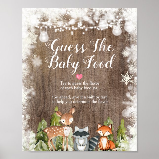 Affiche Animaux d'hiver Snowflakes Wood Guess the Baby Foo (Devant)